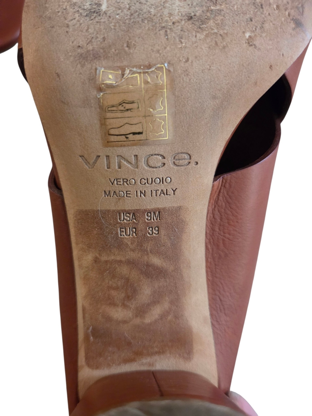 Vince Tan Leather Crisscross Mule with Block Heel - Picture 7 of 9